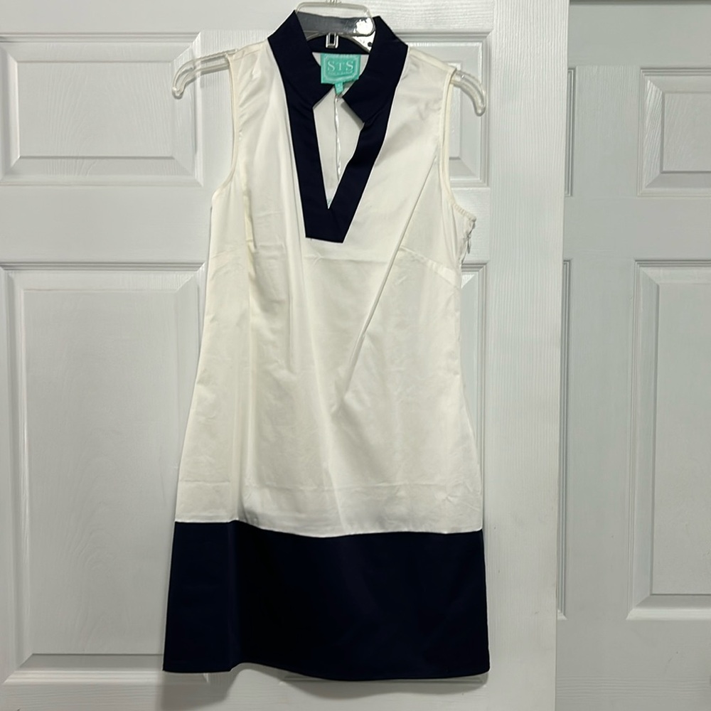 NWT Women’s size small Sail to Sable white and navy shift dress